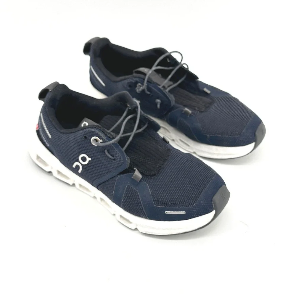 On Cloud Running Shoes Kids 3.5Y Navy Blue Solid Low Top Modern Sneakers